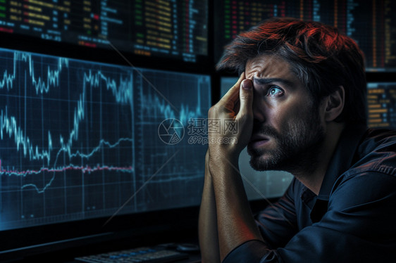 股票市场慌张的人员图片