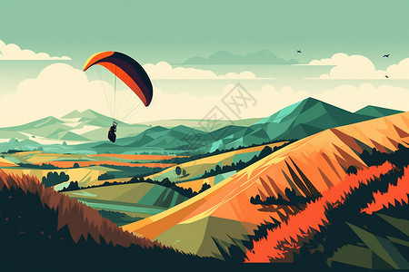 滑翔伞和山融合图片