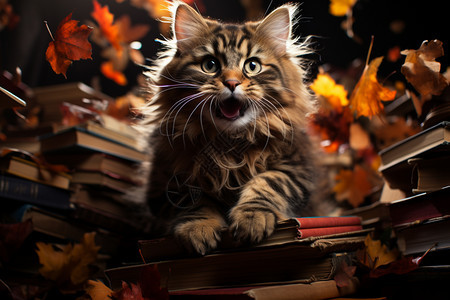 图书馆的猫咪图片