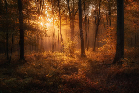 森林空灵光芒图片
