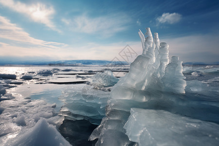 北极消融的冰面图片