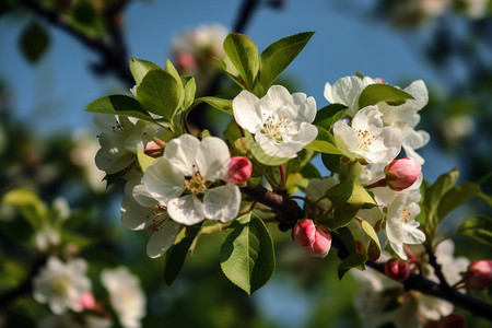 春天盛开的苹果花图片