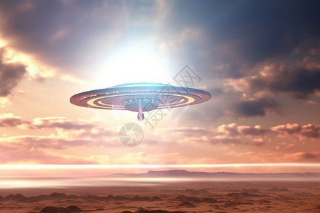 天空中的神秘飞碟概念图图片