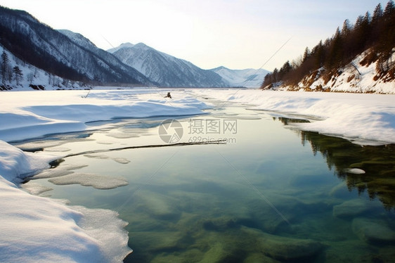 冰雪融化后的河面图片