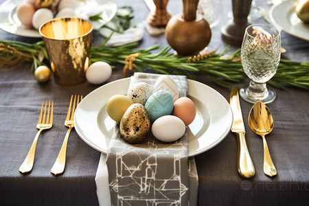 餐桌上的复活节彩蛋图片
