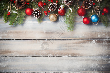 圣诞树装饰木板背景图片