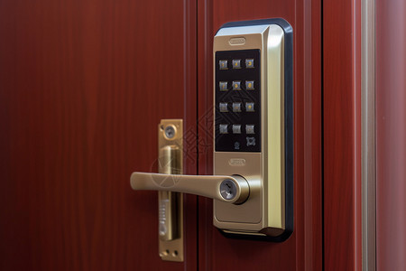 密码储物柜门上的安全锁背景