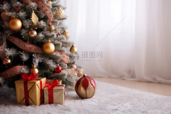 地毯上的圣诞树图片