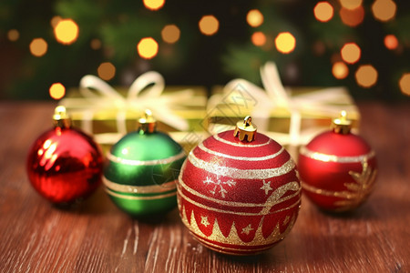 圣诞树的装饰球背景图片