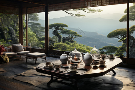 中式茶馆环境背景图片