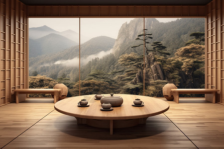 新中式设计的宁静茶馆图片