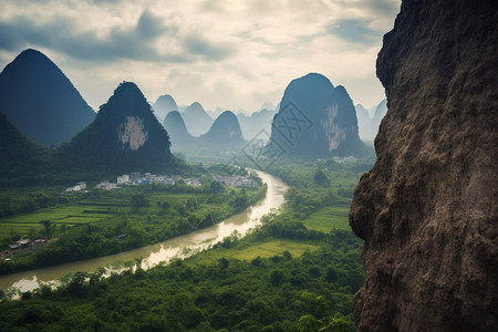 户外丛山风景线背景图片