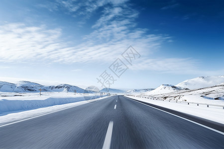 沥青地面冬季公路的风景背景