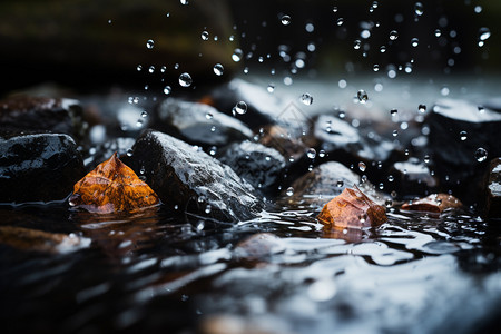 下雨天滴落的雨滴图片