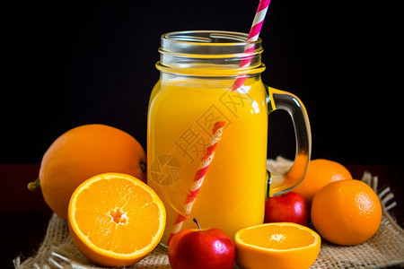 新鲜多汁的橙汁图片