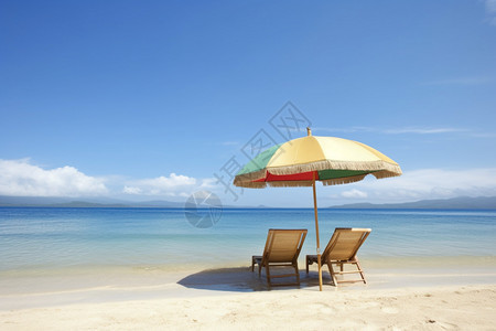 度假海滩上的遮阳伞图片