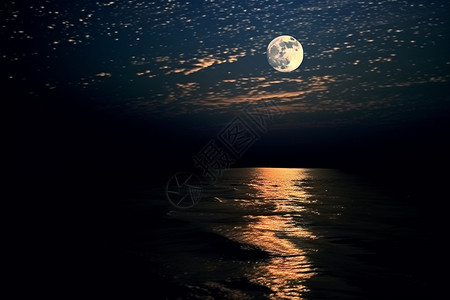 夜晚的大海图片