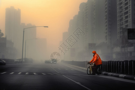 梦想道路马路上的环卫工人背景