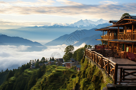 日出壮观的喜马拉雅山景观图片