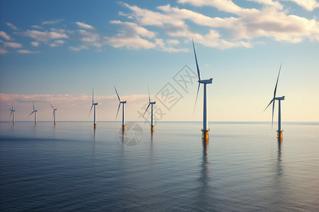 有风力发电机的巨大海洋图片