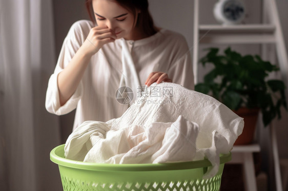 女孩在洗衣服图片