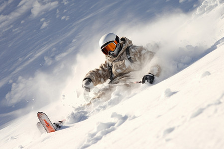 山间滑雪受伤的运动者图片