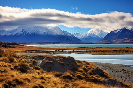 河流草地自然的景色背景