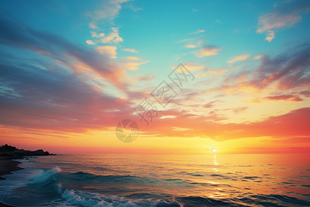 阳光下金色的海岸线背景图片