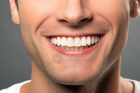 男性展示健康牙齿图片