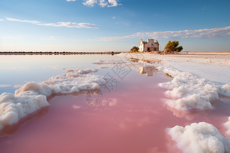 美丽的粉色盐湖图片