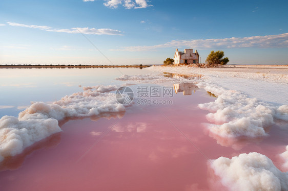 美丽的粉色盐湖图片