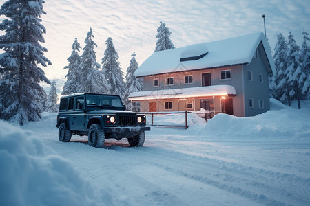 吉普车在雪地里图片