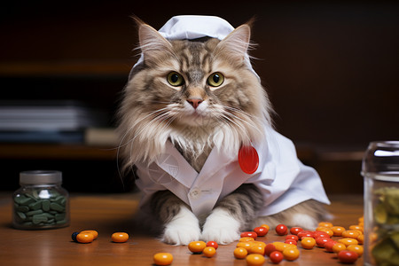 穿医生袍的小猫图片