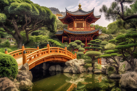 中式园林拱桥图片