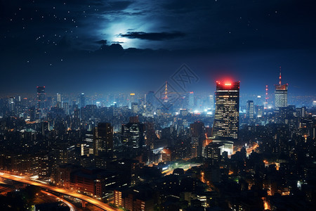城市摩天大楼夜景图片