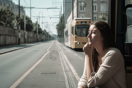 阳光下忧伤的女人背景图片