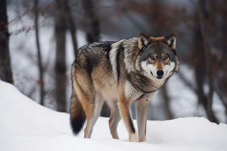 雪地里的灰狼图片