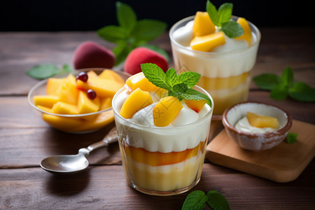 手工制作的桃子甜品图片