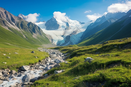 雪盖峰的山景图片