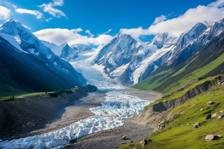 高大绵延的雪山图片