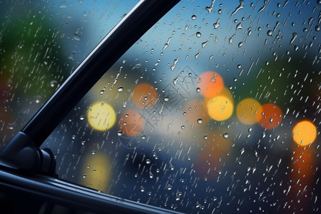 下雨天挡风玻璃的雨刷器高清图片