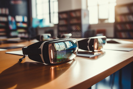 放在桌子上的VR眼镜图片