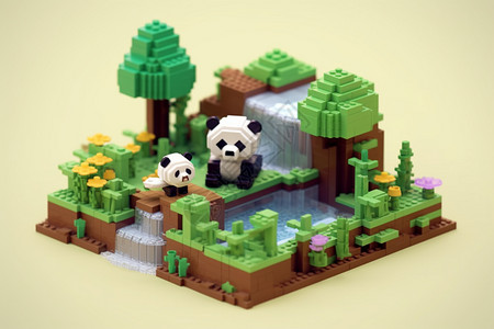 生态环境下的玩具熊猫背景图片