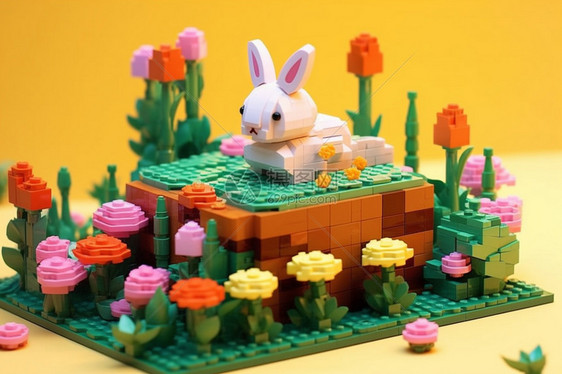 3D积木兔子模型图片