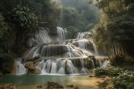 山间瀑布的美丽景观图片