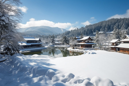 冬季的建筑风景图片