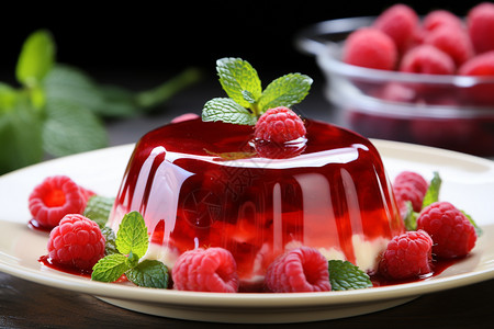 草莓果酱美味的水果布丁背景