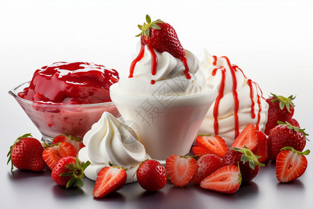新鲜的草莓冰淇淋图片