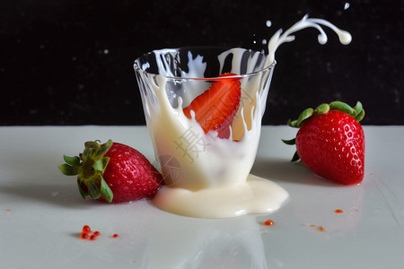 美味的草莓牛奶图片