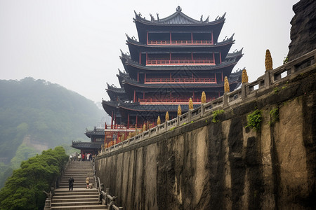 山中的寺庙建筑图片